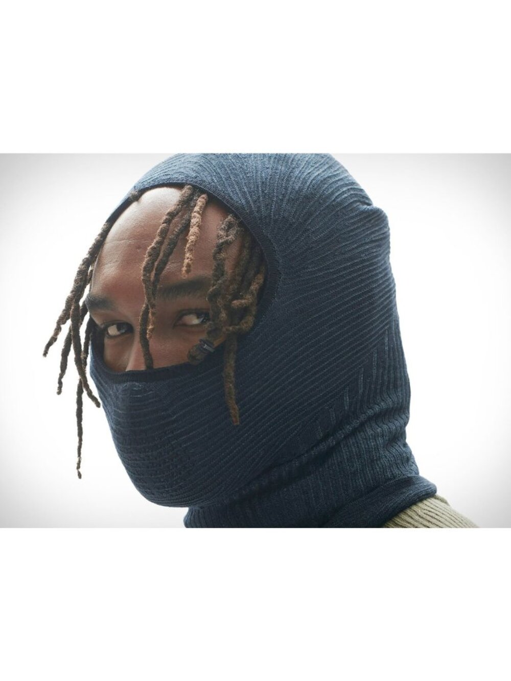 Holden Navy Blue Ribbed Merino Wool Blend Balaclava Hood, Size OS, NWT $495